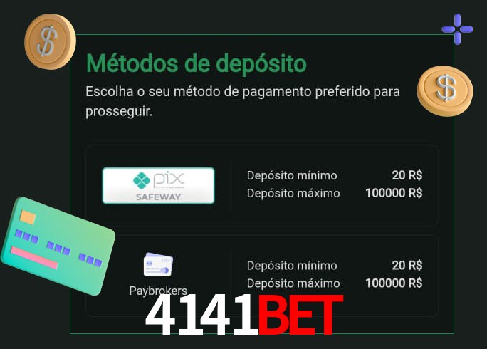 O cassino 4141Bet oferece uma grande variedade de métodos de pagamento